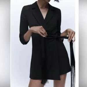 Zara Black Fringe Blazer Romper